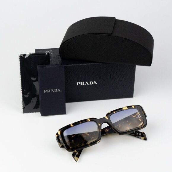 NEW Prada PR27ZS 16O50E Black Tortoise Gradient Yellow Square Unisex Sunglasses - Picture 2 of 10